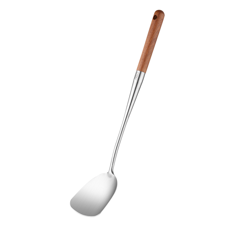 ASD 316L Stainless Steel Cooking Spatula Food-Grade Iron Wok Spatula Household Spatula with Rosewood Handle T