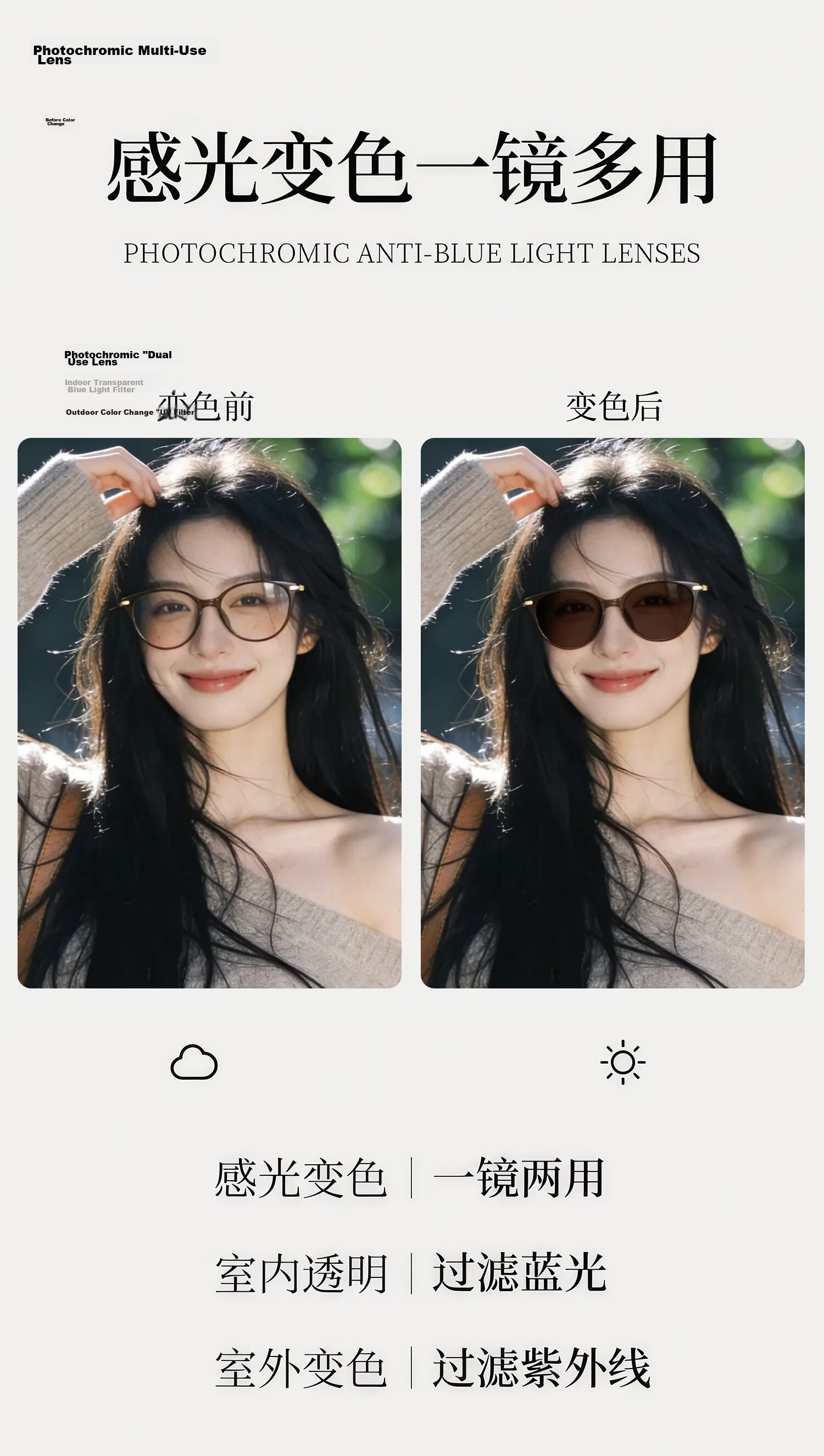 Boshide Sunglasses Photochromic Blue Light Blocking UV Protection Brown Frame 4