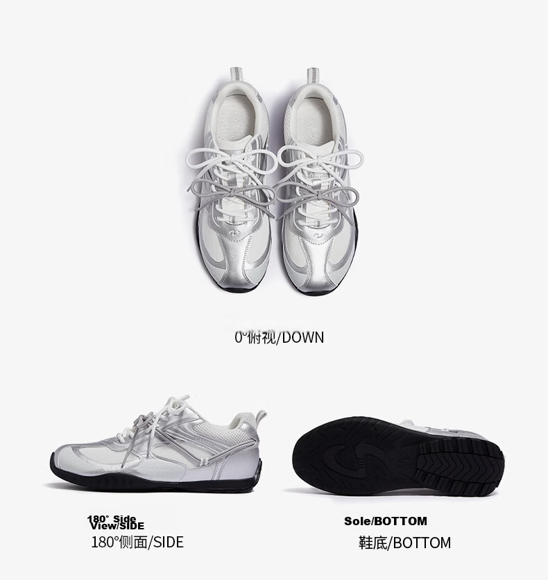 CAMEL Wang Junkai Edition Crescent Moon Trainer 4th Gen Women's Retro Racing Shoes L26A548053 Silver Size 36 45
