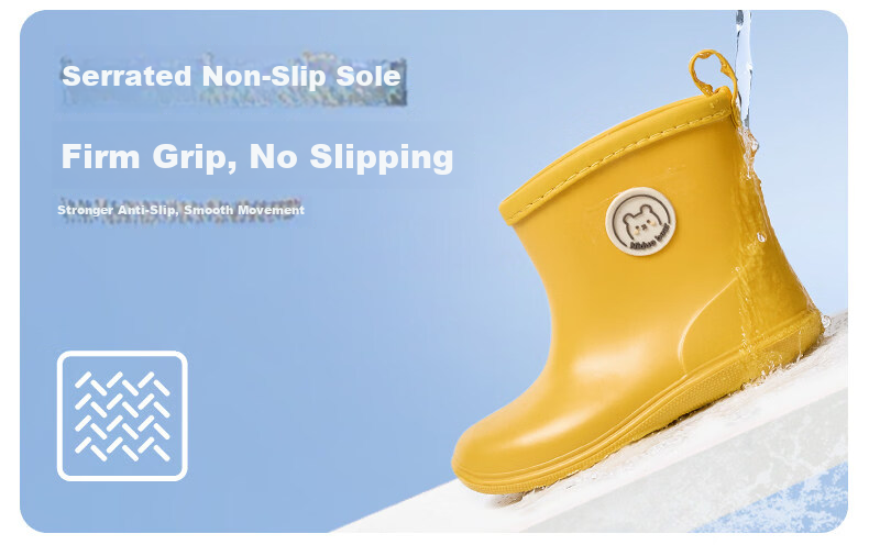 Nido Bear Kids Rain Boots Baby Non-Slip Waterproof Shoes Boys Girls School Shoes YX2518 Size 17 14
