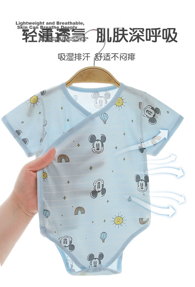 Disney Baby Summer Thin Bodysuit Newborn Short Sleeve Cotton Romper Unisex Infant Crawling Suit 6