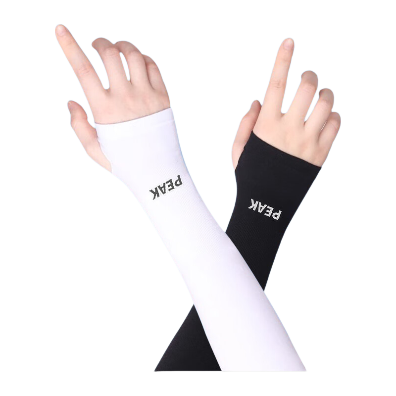 PEAK [Set of Two Pairs] Ice Sleeves Sun Protection Arm Covers for Men And Women, Summer UV-Resistant Outdoor Cycling Arm Sleeves, Black + White