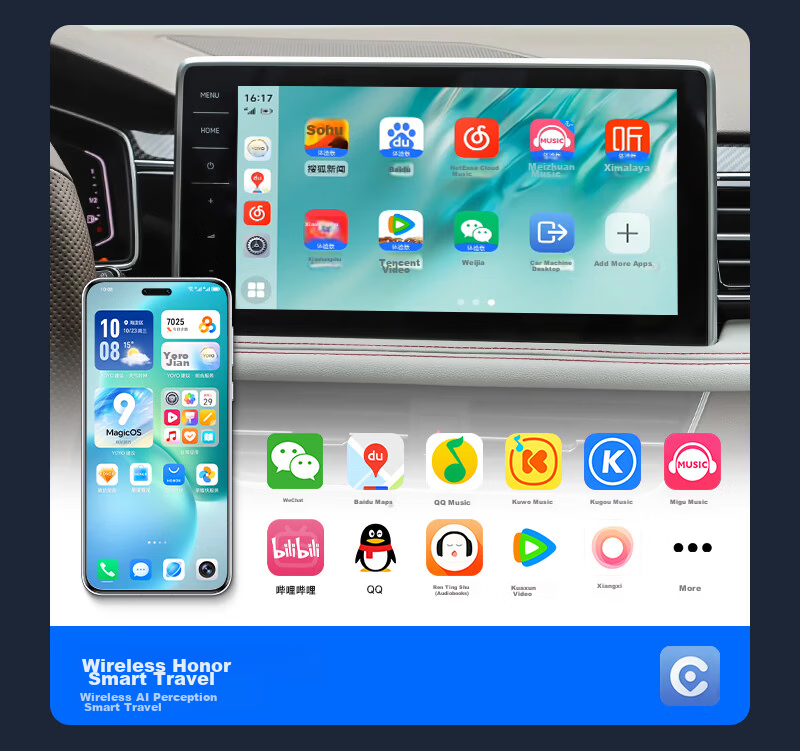 JunYong Baidu Wireless CarLife Compatible with OPPO Honor Vivo Xiaomi Samsung Android Car Connectivity Box [M6] 11