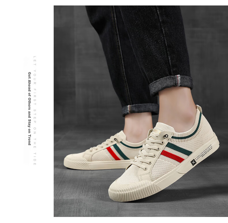VANCAMEL Men's Summer New Breathable Mesh Casual Shoes Fashion Sneakers Versatile Fabric Shoes Beige Size 41 16