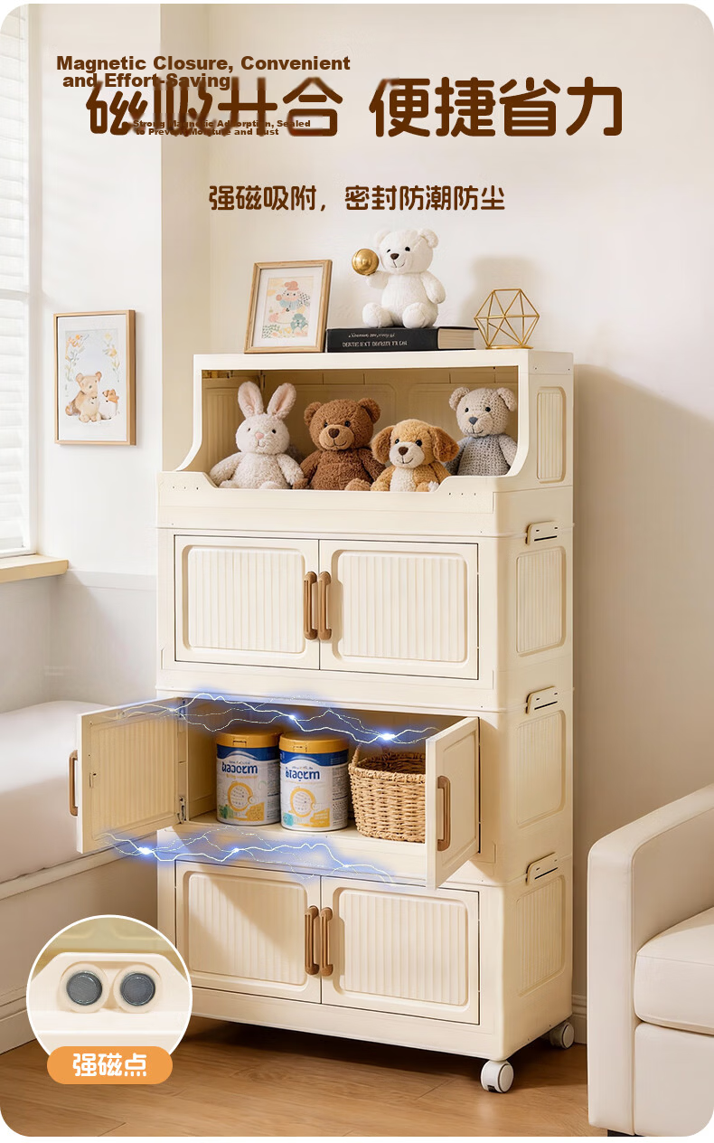 STARYEKA Foldable Multi-Layer Storage Cabinet Kitchen Storage Organizer No Assembly Living Room Snack Toy Storage Cabinet 4