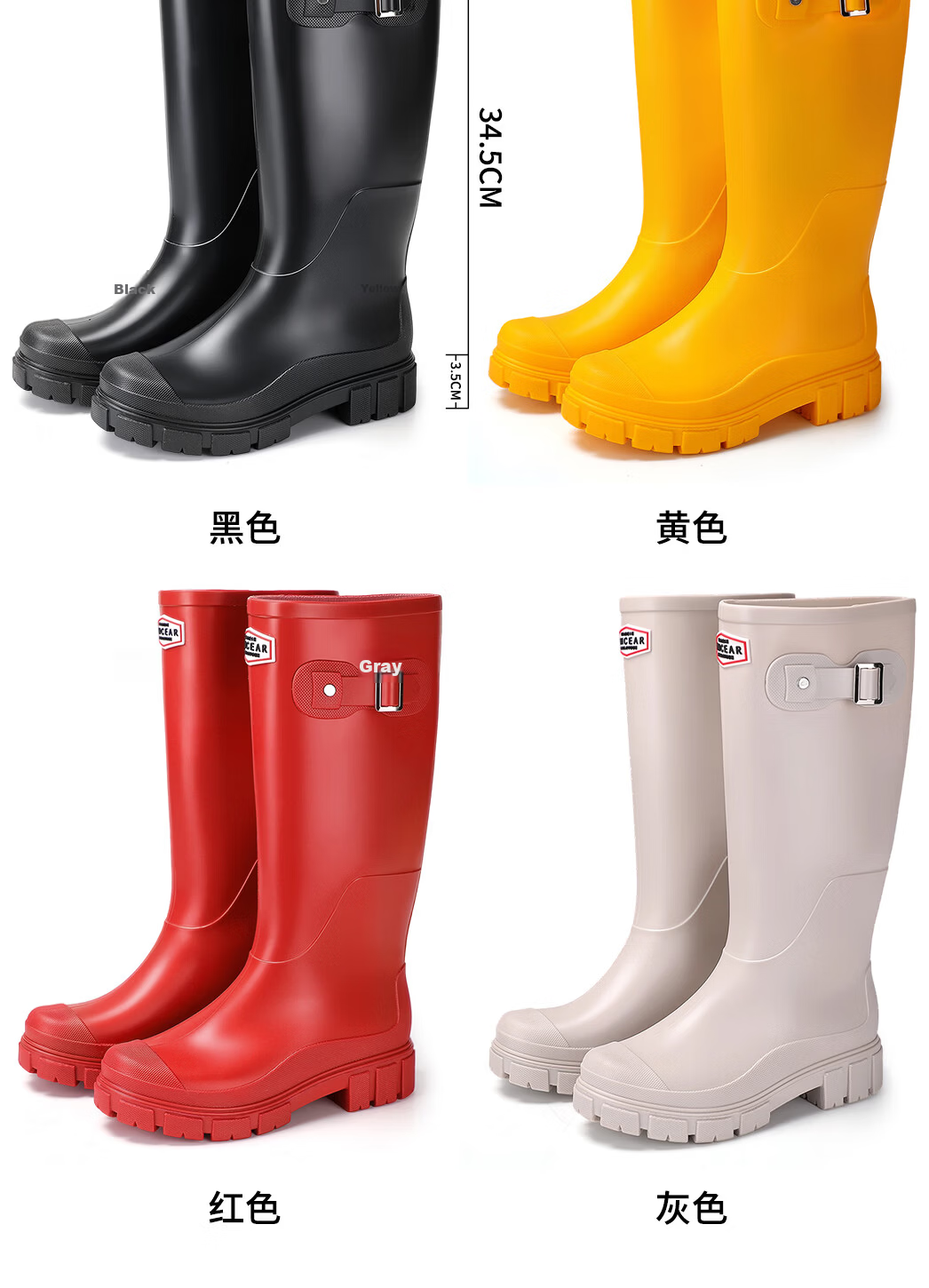 KINGLOVOUN Women's Fashion Long Rain Boots Adult Waterproof Non-Slip High Tube Rainforest Hiking Shoes 6006 Yellow Size 39 10