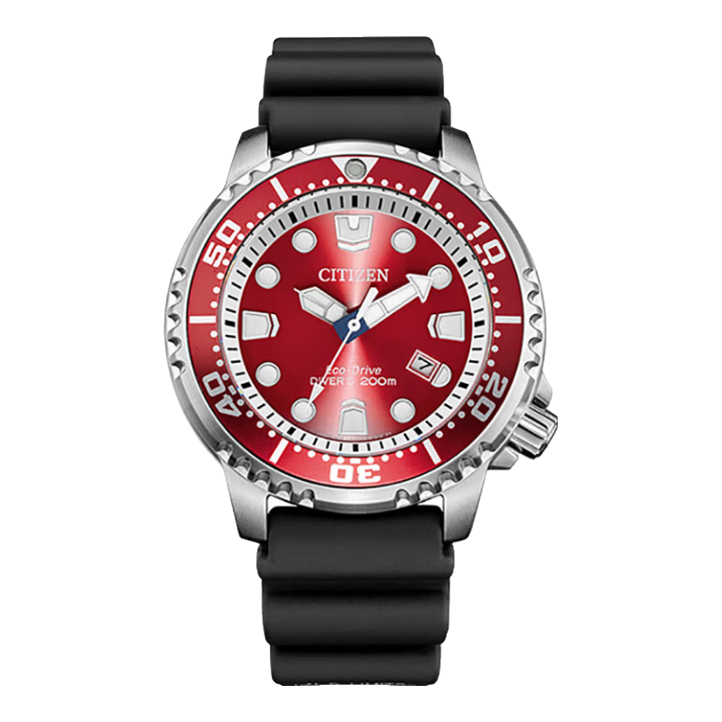 CITIZEN Men's Japanese-Korean Eco-Drive Red Dial Rubber Strap Watch BN0159-15X Father's Day Gift