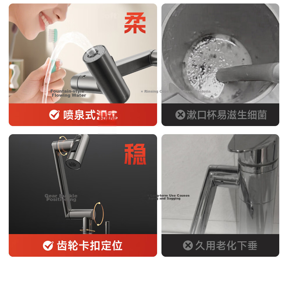 ARROW Robotic Arm Faucet 360° Rotatable Stainless Steel Lucky Cat Hot and Cold Wash Basin AE41307GGW 11
