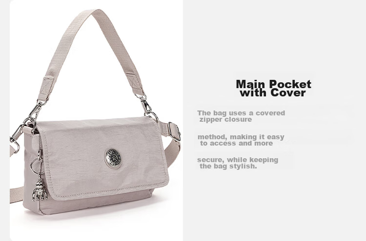 Kipling Fashion Simple ARAS Shimmer Silver Crossbody Bag Birthday Gift 7