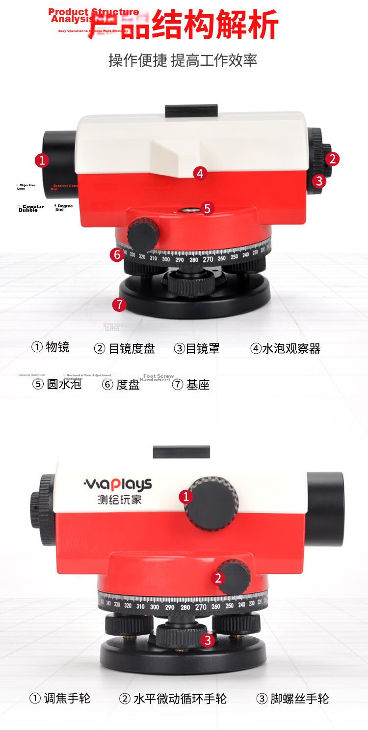 Nanfang High-Precision 32x Auto-Level Indoor Elevation Differential Surveying Instrument Complete Set 7