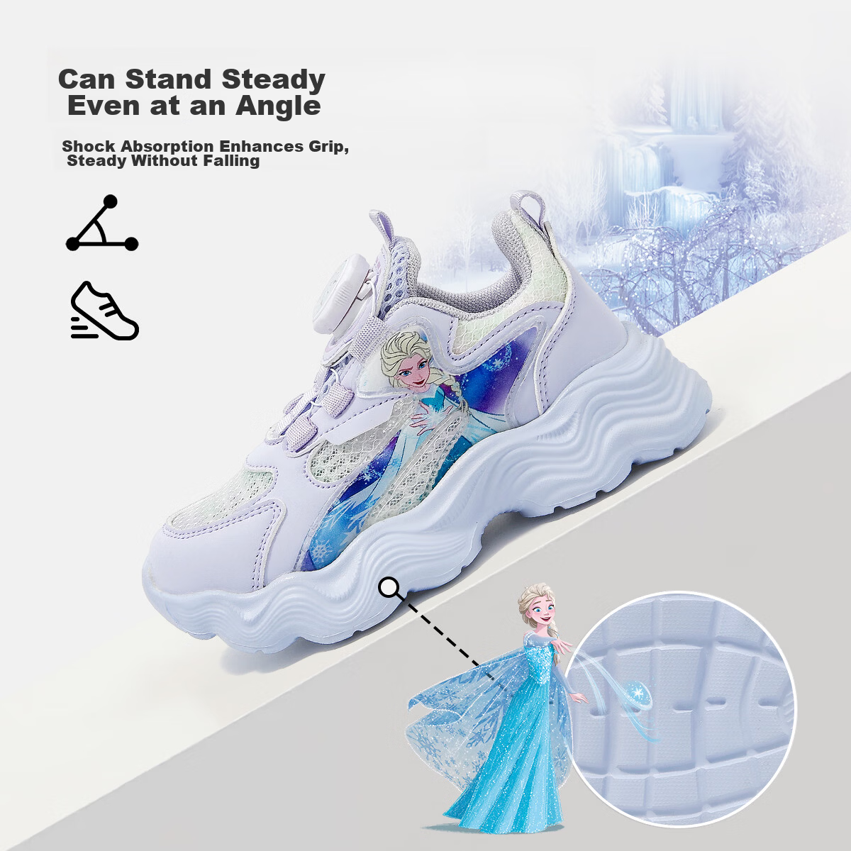 Disney Frozen Girls' Dad Sneakers Summer Kids' Breathable Mesh Sports Shoes Light Purple Size 34