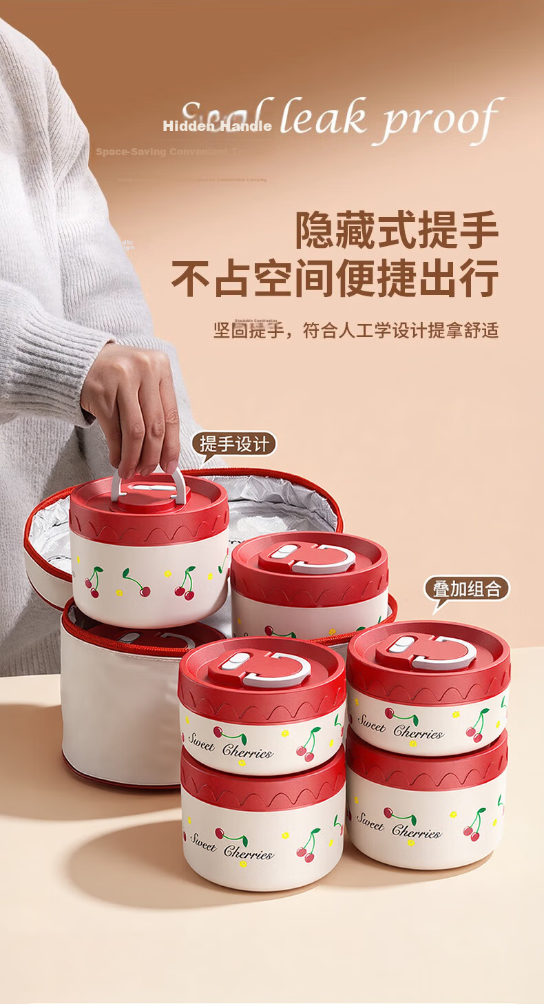 Licheers Stainless Steel Insulated Lunch Box Set Multi-layer Bento Food Container for Office Workers and Kids 14
