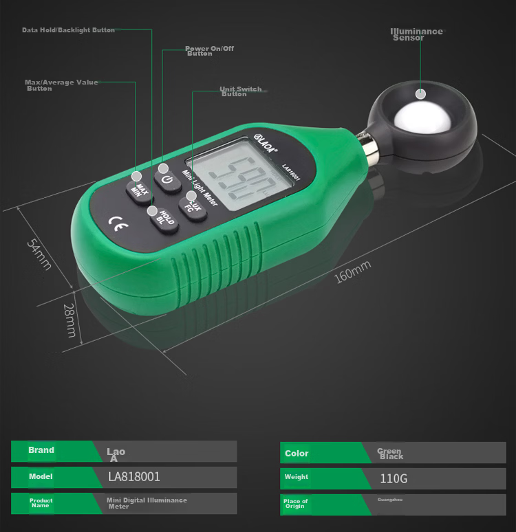 LAOA LA818001 Mini Digital Illuminance Meter Lux Meter Light Meter Tester 4