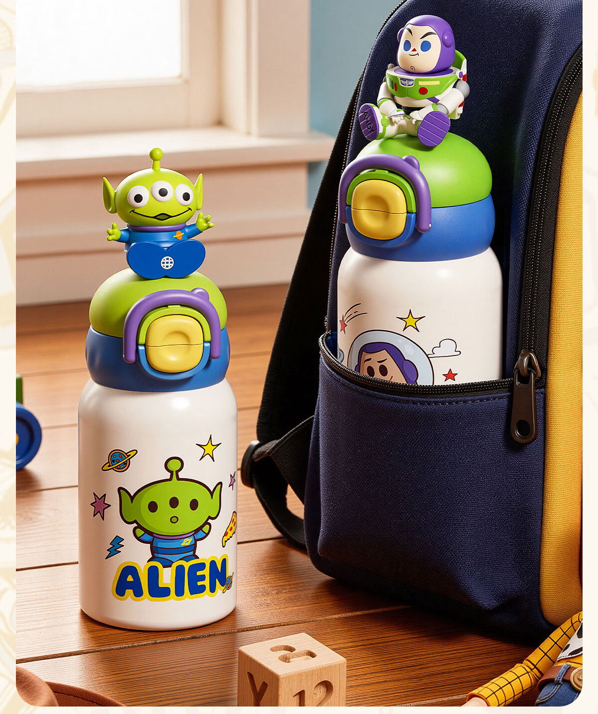 Germ Toy Story Kids Insulated Straw Cup Boys Student School Water Bottle 520ML Alien 9
