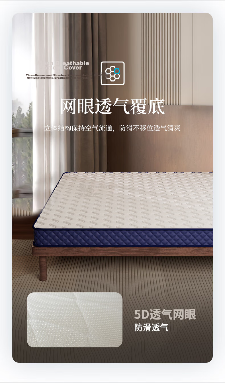 La Torretta Antibacterial Latex Mattress, Memory Foam, Thai Double Size 6D Foam Mattress Pad, Verona White, 180*200cm 10