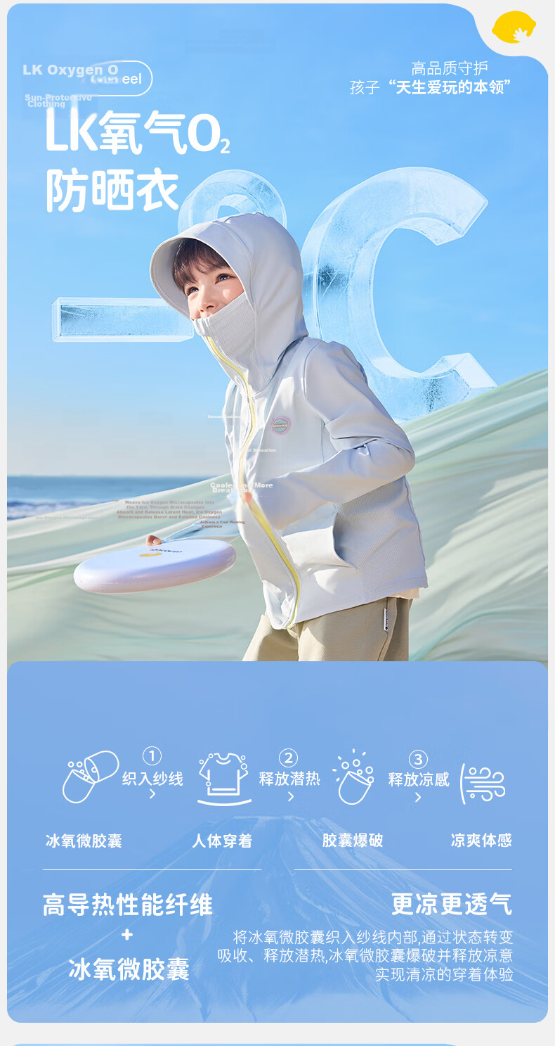 Lemon Baby Kids Breathable Cooling Sunscreen Jacket UV Protection Skin Jacket for Boys and Girls 3