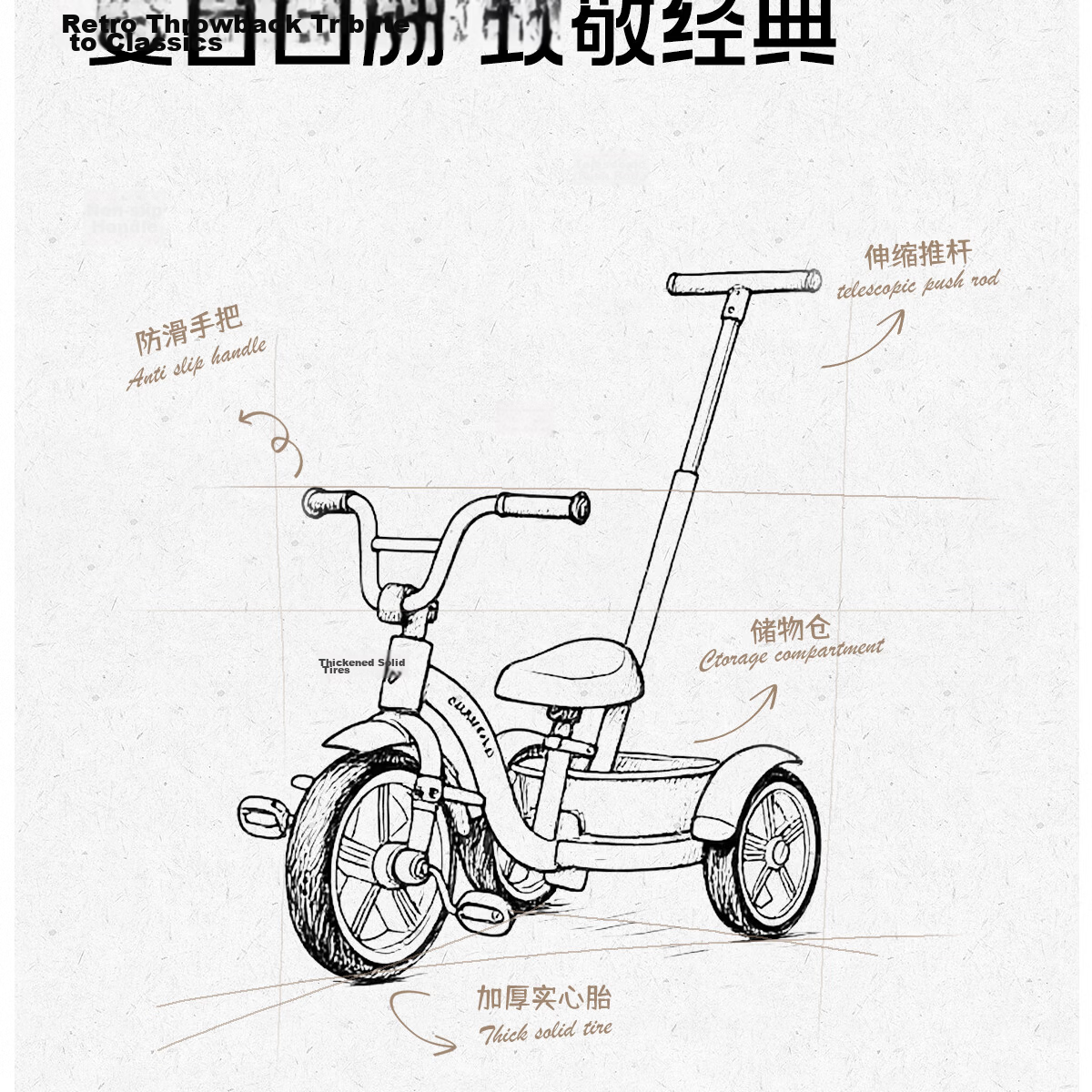 BRAVOLD Xiaoshiguang Children's Tricycle 1-3-5 Years Balance Bike Boys Girls Birthday First Year Gift Push Car 3