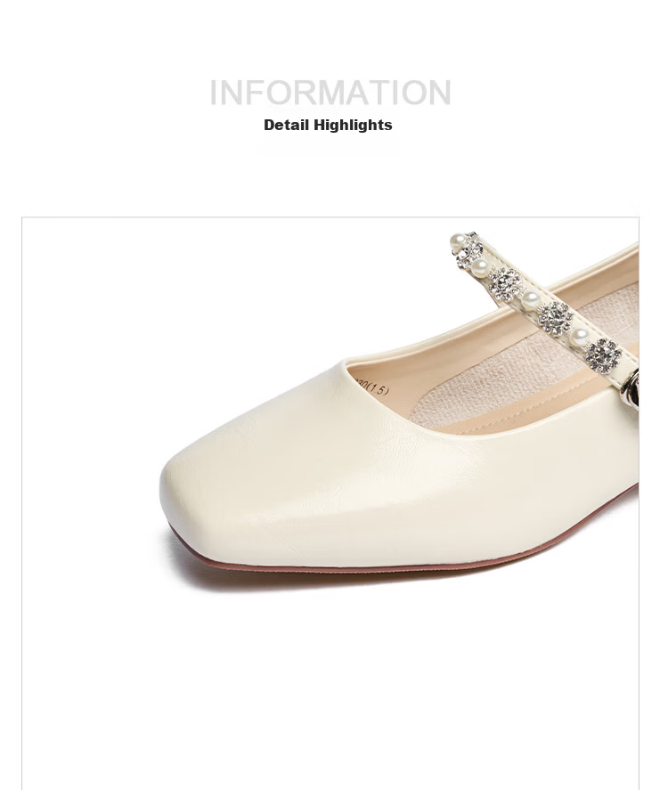 Zhuoshini French Mary Jane Shoes for Women 2026 New Summer Square Toe Low-Cut Leather Chunky Heel Single Shoes with Skirt Champagne Gold Size 35 21