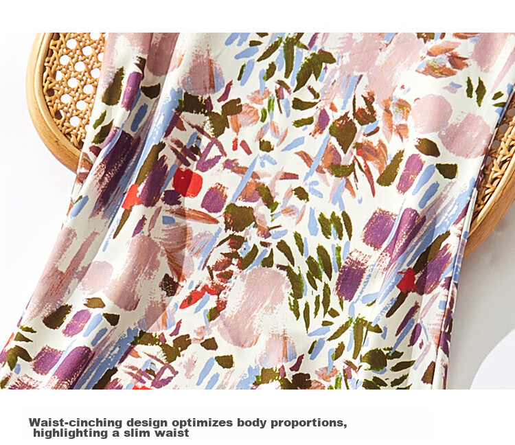 Dme Sleeveless Printed Dress Summer V-Neck Slim Fit A-Line Long Dress for Women 8