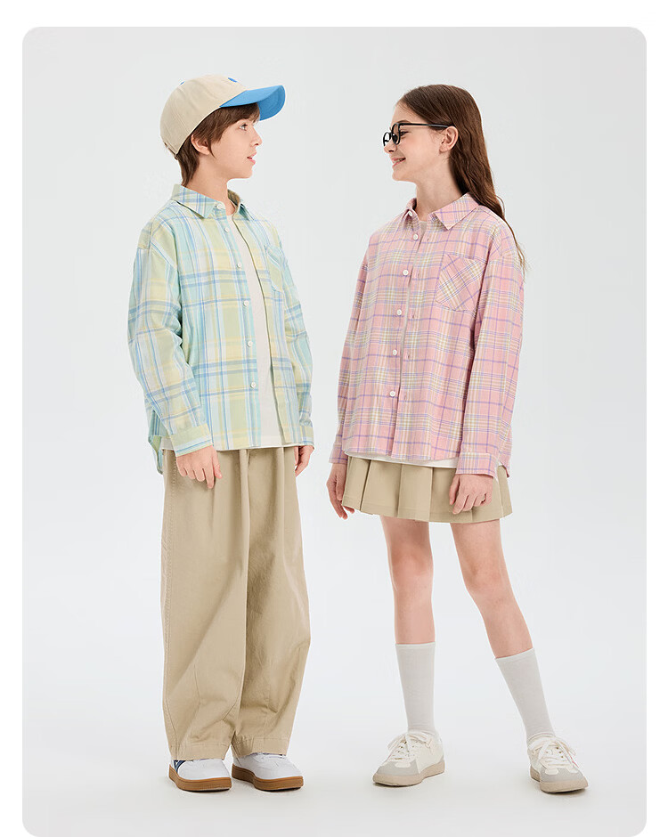 Balabala Kids Long Sleeve Shirt Baby Clothes Boys Girls 2026 New Spring Plaid Shirt Jacket 41