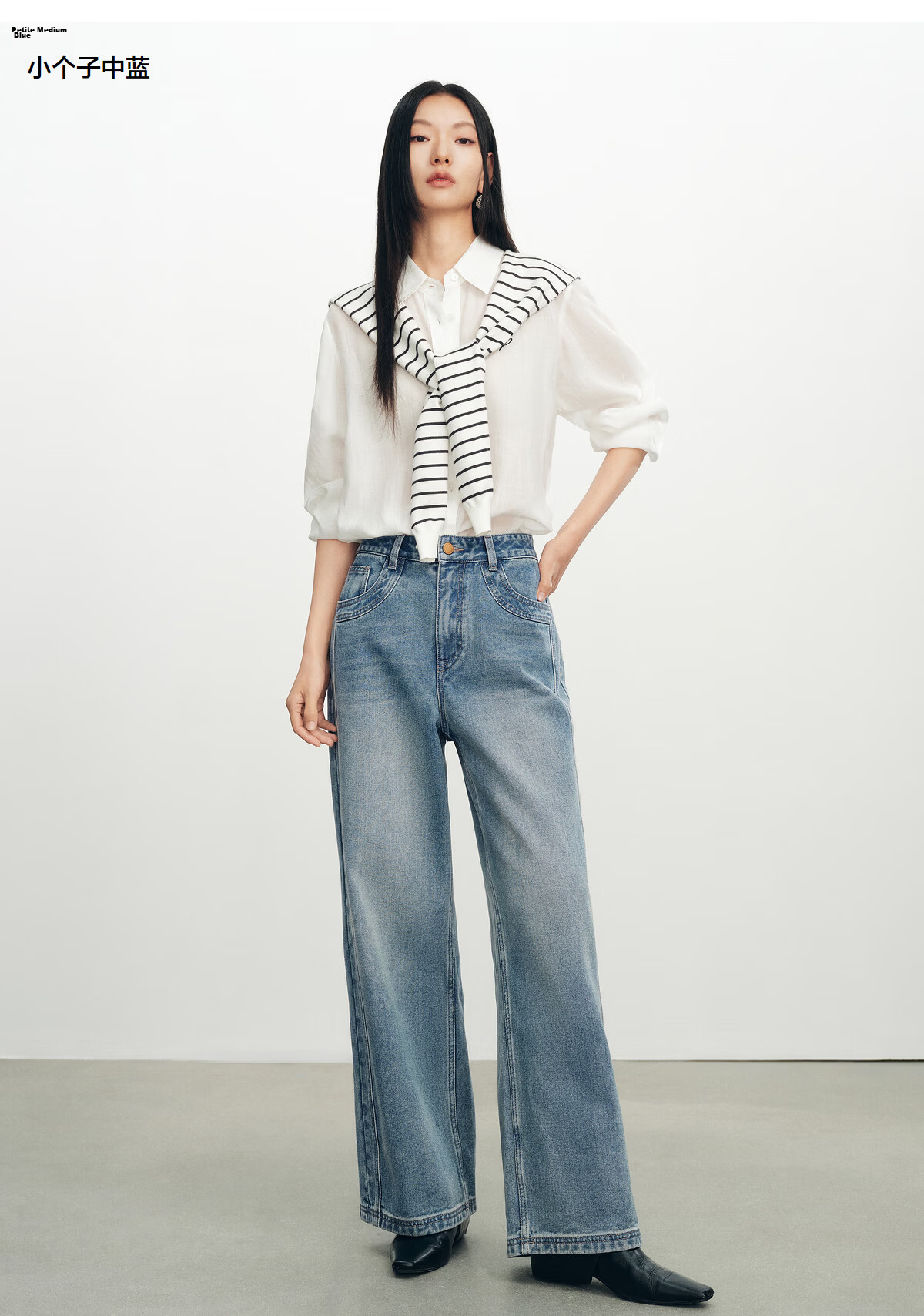 Taipingniao Women's Jeans, Autumn Straight-Leg Pants, Fashionable Casual Versatile Commuter Style, Denim Dark Blue, Size L 76
