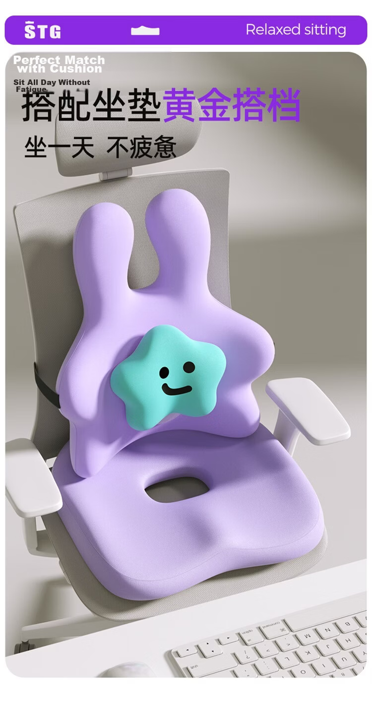 SITGOOD Stgu Airbag Lumbar Support Cushion Office Gift STG Seat Cushion Backrest Pillow Car Long Sitting Purple 14