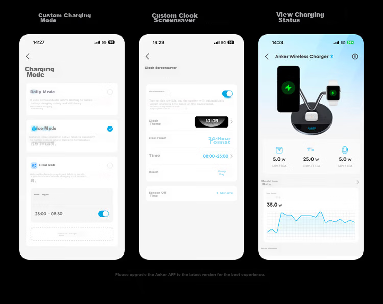 ANKER Prime 35W Semiconductor Air-Cooled 3-in-1 Desktop Wireless Charger Dock Magsafe Magnetic Stand for Apple Watch iPhone Earbuds Apple Watch 19