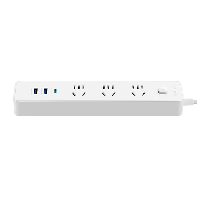 BULL 20W PD Apple Fast Charging Socket/power Strip/extension Cord/desk Charger with Type-C+USB+3 Outlets, 3 Meters Long, White, GNV-UU4203 Master Control