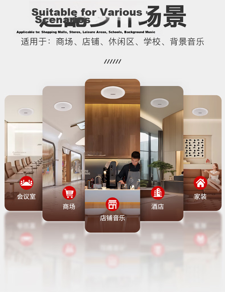 NINTAUS Wall-Mounted Speaker Hanging Type Constant Voltage Speaker Background Music Public Address System for Supermarkets, Malls, Shops, Dance Studios, Restaurants, Conference Rooms, Home Use W6-6 Bl 9