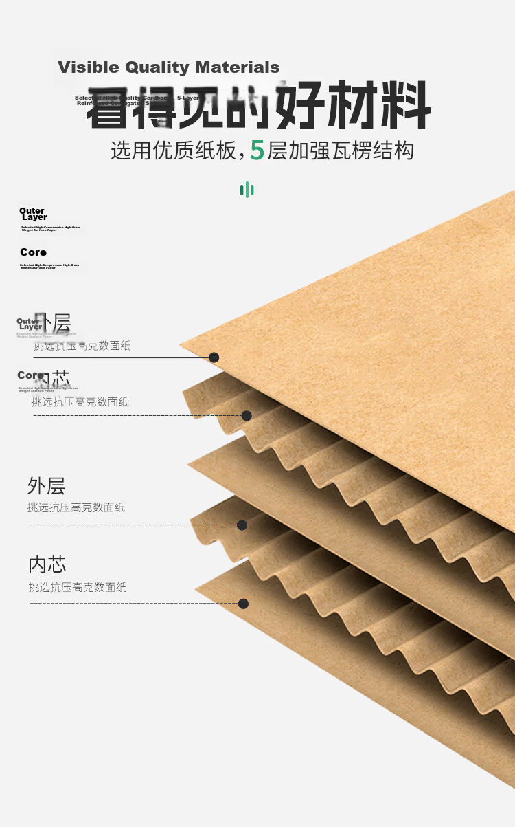 Kingdee 5-Pack Thickened Moving Boxes Medium 40x30x30cm Office Storage Packing Carton WJGL5023 6