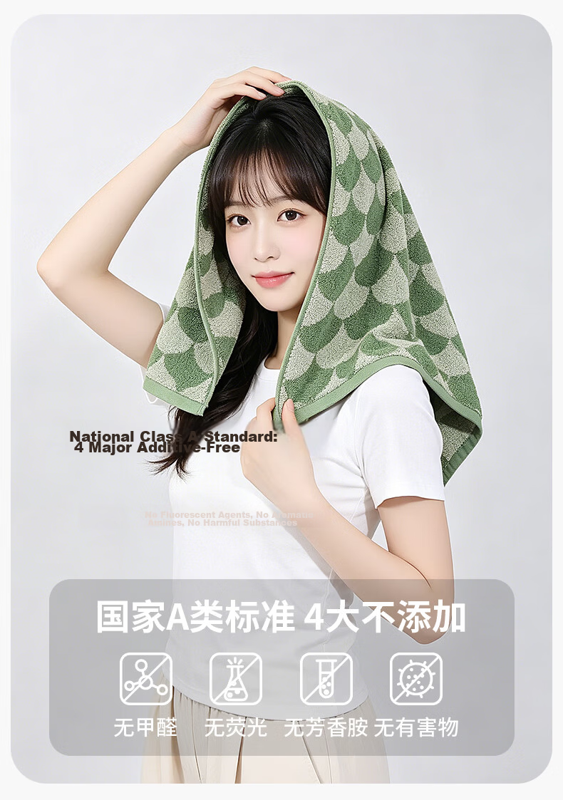 MINISO Pure Cotton Face Towel for Adults, Soft, Lint-Free, Absorbent, Antibacterial, Blue + Yellow White 10