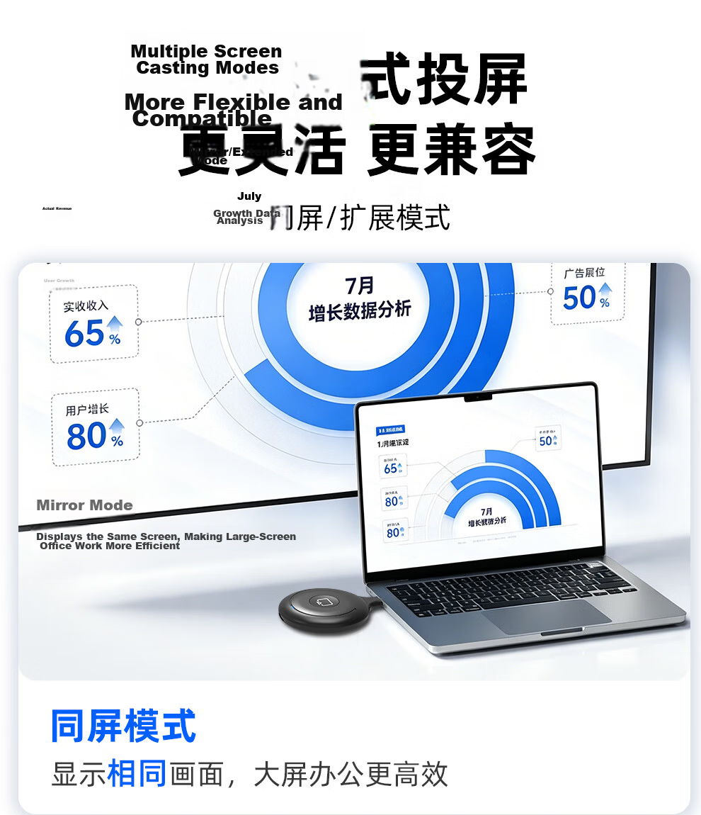 BOEGAM Wireless Screen Mirroring Device Audio Video Capture Card Conference Office Teaching Home Live Streaming Screen Sharing Phone Computer All-in-One Projector TV Display BG-5S Type-C 15