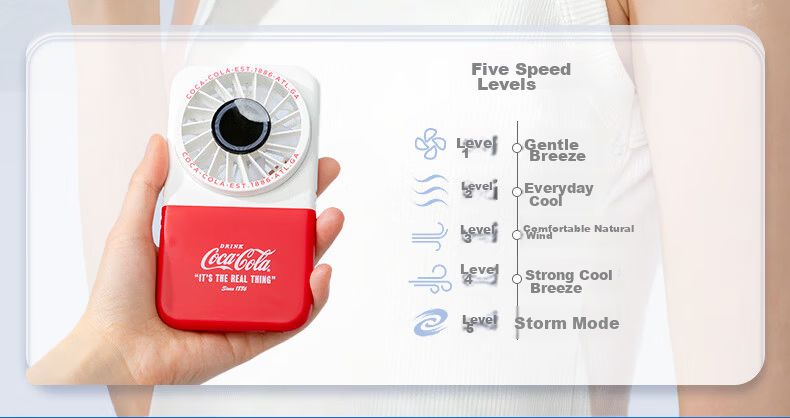 Coca-Cola Handheld Foldable Portable Silent Mini Fan World Football Event USB Desktop Fan Neck Hanging Personal Outdoor Cooling for Students A-2FS15 9