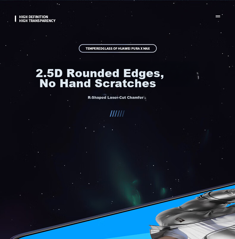 BLUEO Huawei PuraXmax Tempered Glass Screen Protector HD Anti-Drop Scratch-Resistant Protective Film 9