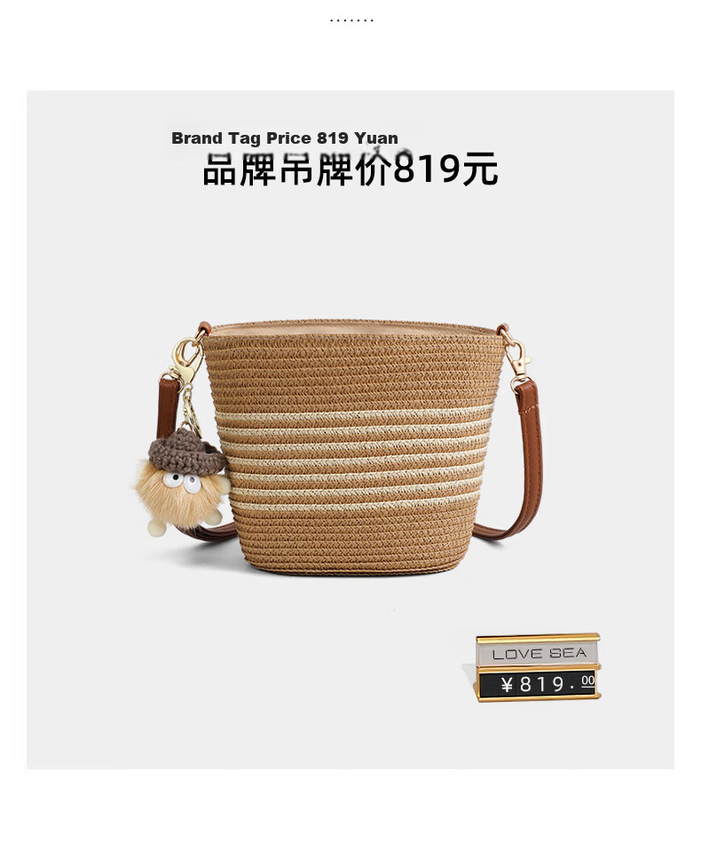 Love Sea Woven Crossbody Bag for Women Straw Bucket Beach Bag Birthday Gift for Girlfriend Wife Premium Feel 4