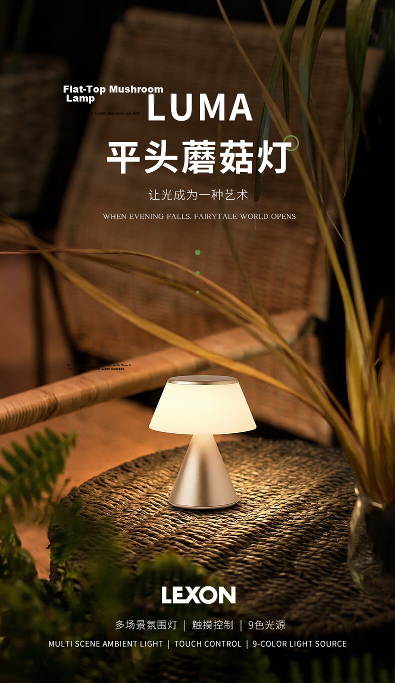 LEXON Original Flat Head Touch Lamp Bedroom Bedside Night Light Decorative Ambient Light High-End Birthday Gift 1