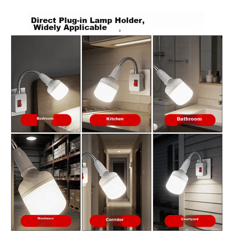 Dengling Full Spectrum Eye Protection Blue Light Blocking E27 Screw LED Socket Wall Bulb Adjustable Switch Bedside Home Plug-in Lamp 16