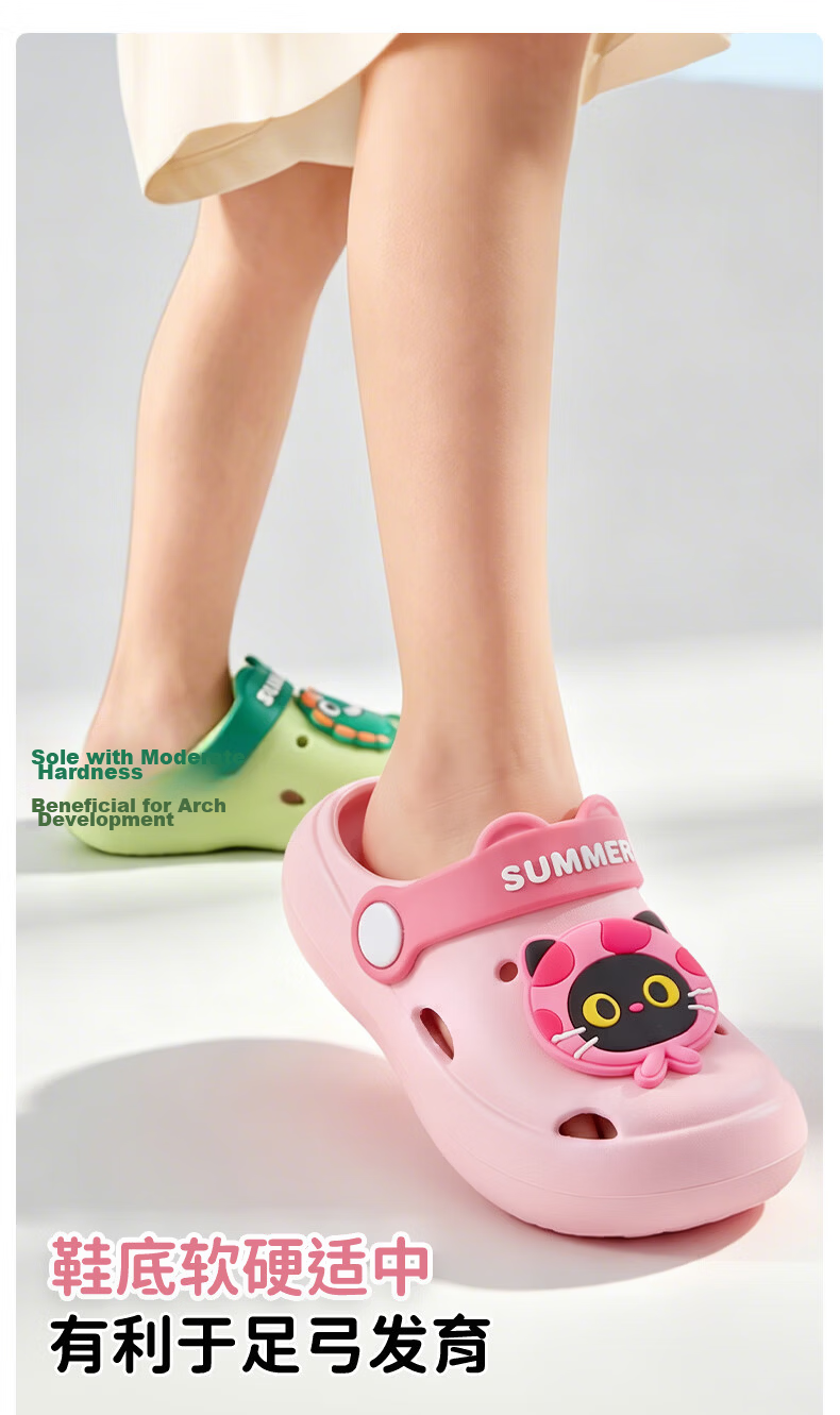 Pig Daddy Kids Slippers Boys Girls Summer Indoor Non-Slip Closed-Toe Toddler Beach Clogs Pink Size 17 10