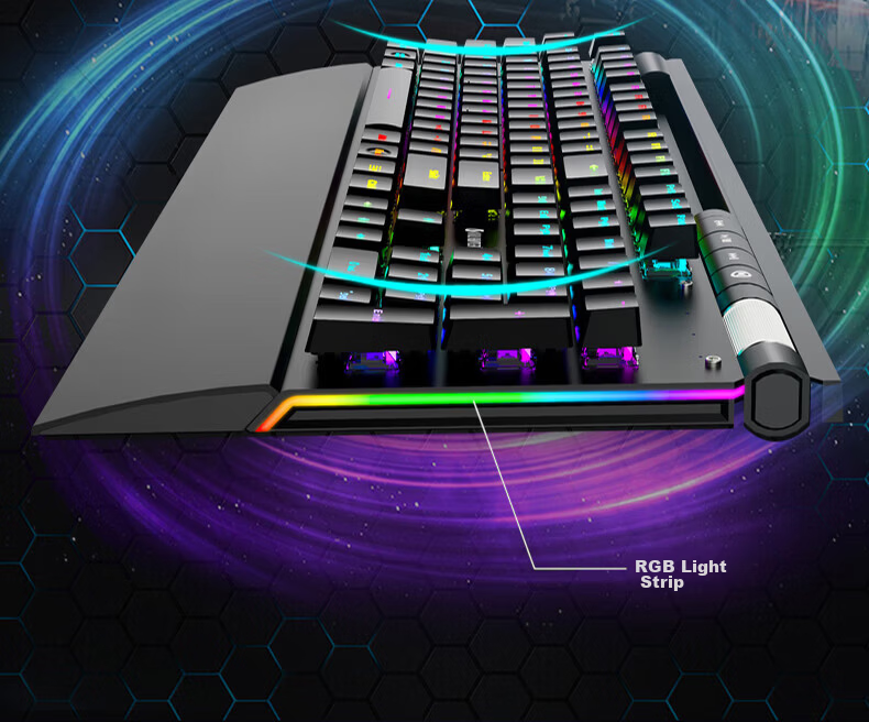 Western Hunter V100S Mechanical Keyboard 104-Key Full Anti-Ghosting Gaming Custom Wired Keyboard with Macro Programming and Wrist Rest 12
