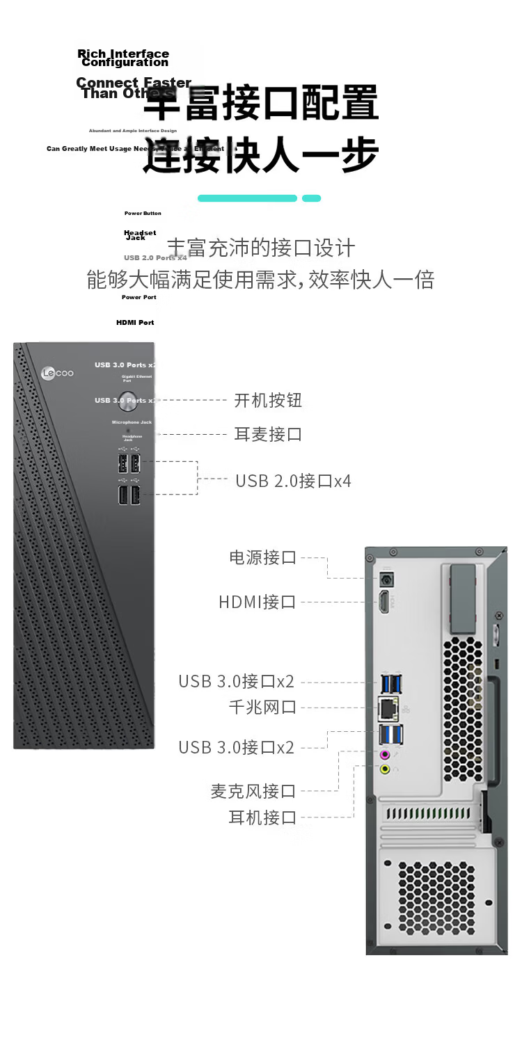 Lenovo Lecoo Cool 310 Business Office Desktop Computer i5-13420H Processor 12GB RAM 512GB SSD 5