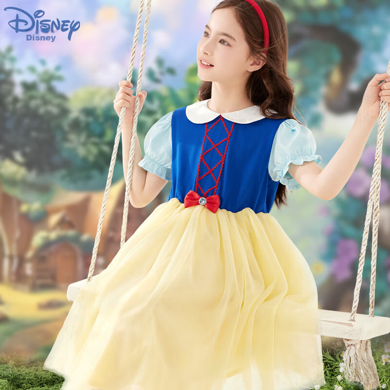 Disney Girls Dress Children's Summer Snow White Mesh Long Dress DQ069 White Snow Size 120