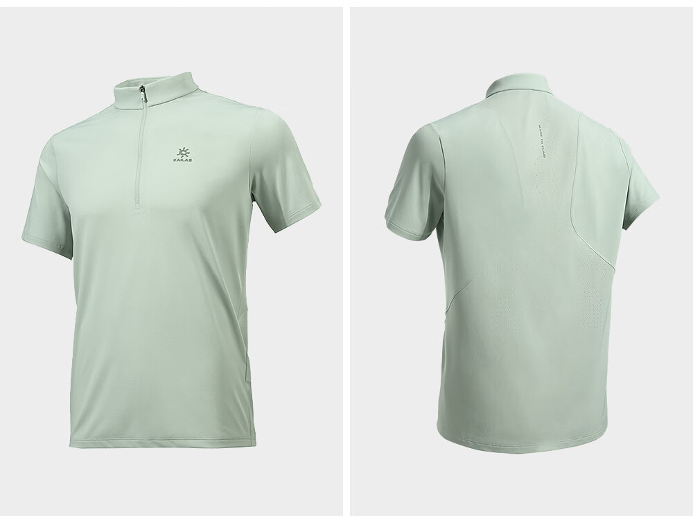 KAILAS Kailas Men's Outdoor Summer Breathable Antibacterial Moisture-Wicking Quick-Dry Half-Zip Collar T-Shirt Short Sleeve 9