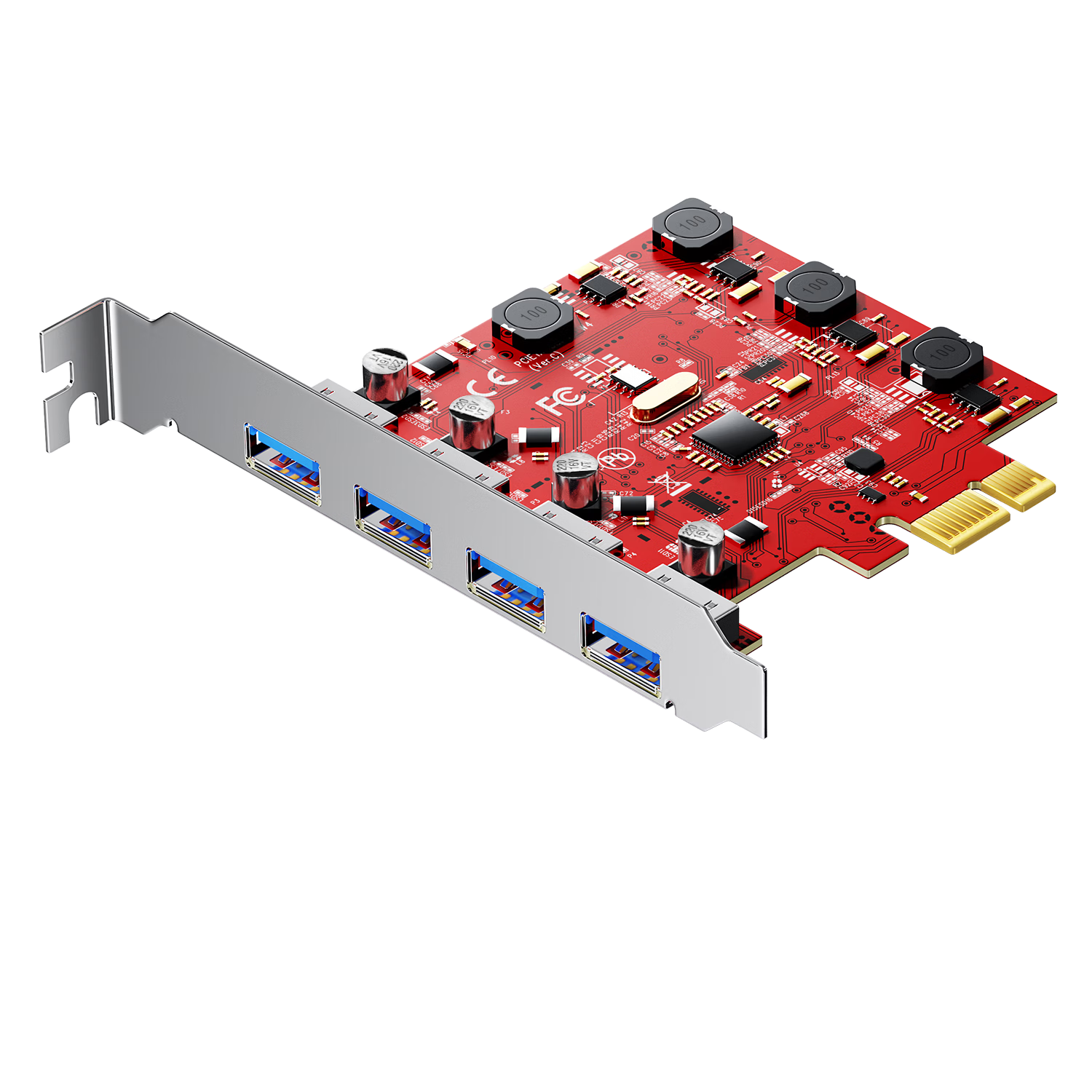 BIAZE PCI-E to 4-Port USB 3.0 Expansion Card for Desktop PC Internal USB 3.0 Adapter HUB Hub Driver-Free Independent Power-Free