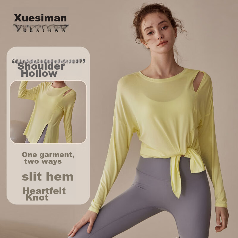 XUEXIMAN Yoga Long-Sleeve Top for Women, Elegant And Slimming Athletic Wear for Running, Fitness, Summer Pilates