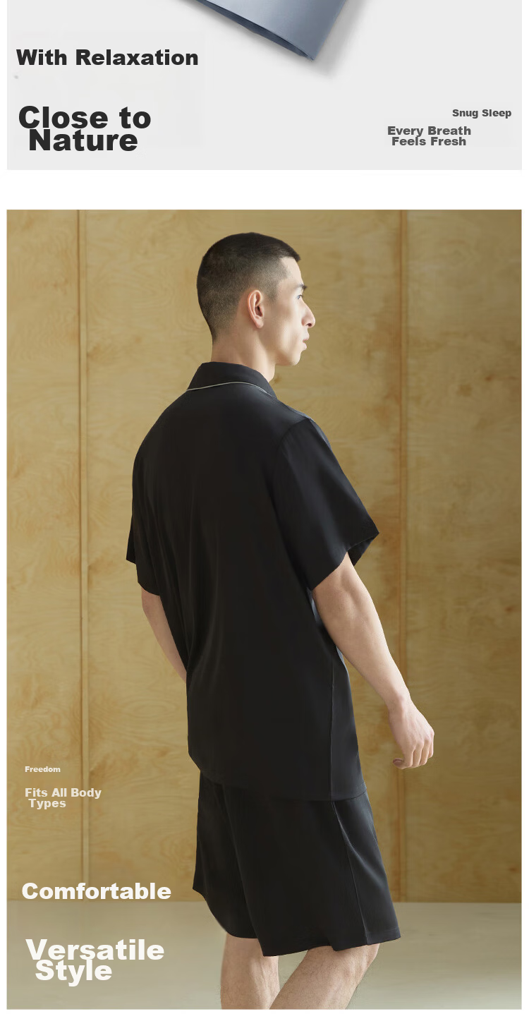 HLA Holiday Men's Ice Silk 15A Antibacterial Anti-Mite Cooling Anti-Static Short Sleeve and Shorts Pajama Set 11