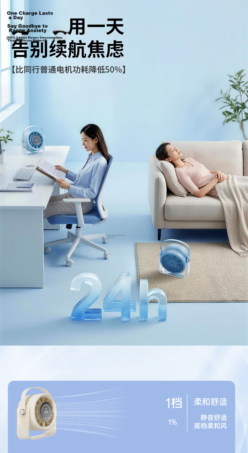 AIMIKU 2026 New Mini Desktop Fan Ultra-Quiet USB Rechargeable Student Dormitory Office High Wind Long-Lasting Aviation Air Circulation Fan Summer Home Table Air Conditioner Fan 10
