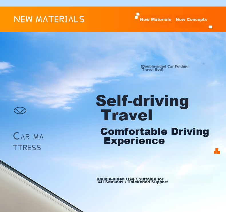HUIDUODUO Car Rear Seat Sleeping Mat Foldable Mattress Backseat Sleeping Aid Travel Cushion Support 3
