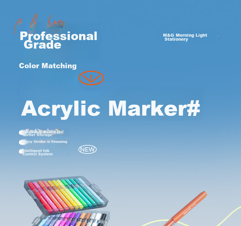 M&G Stationery, 24-Color Acrylic Markers, Miffy Stamp, Student And Children's Drawing Pens, Highlighters, Graffiti And Sketching Pens, Birthday And Graduation Gift, FPMT8110 1