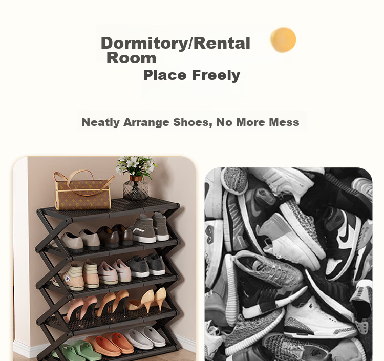 Anerya Foldable Shoe Rack No-Installation Simple Home Entryway Multi-Layer Small Space Storage Organizer 3-Tier 4