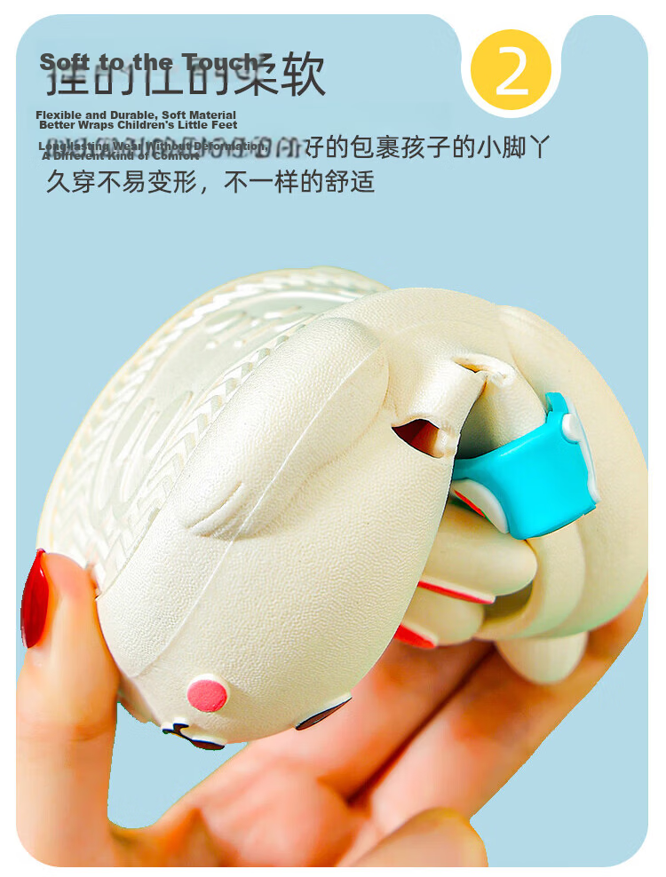 9i9 Kids Summer Cartoon Bunny Soft Sole Non-Slip Sandals Boys Girls Outdoor Beach Shoes B1 Pink Size 25-26 3